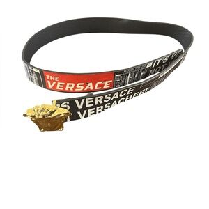 Versace Black and Gold Graphic Women's Designer Belt